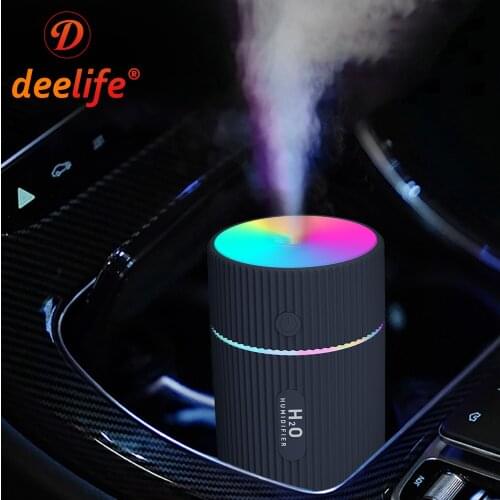 Deelife Car Air Humidifier Oils Diffuser Portable LED Light Mini Aroma Auto Home Office Car Mute Nano Spray Humidifier