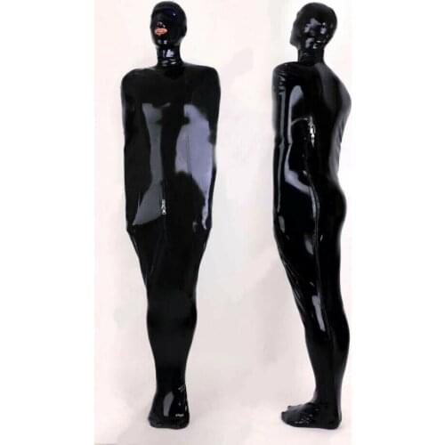 Handmade Black Mens Gummi Latex Catsuit Sleepsack Bodybag Bag with Crotch Zip