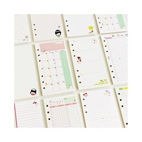 Color Page Daily/Monthly/Weekly Planner Refill 6 Ring Binder A5 A6 Spiral Notebook Paper