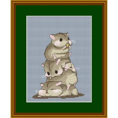GG Counted Cross Stitch Kit Fox blowing the horn Handmade Needlework For Embroidery 14ct Cross Stitch Stacked hamster