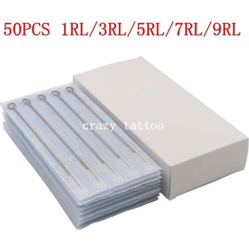 50PCS Tattoo Needles Mixed Needles Assorted Sizes Round Liner 1RL 3RL 5RL 7RL 9RL For Tattoo Machine Gun Grip Tip Free Shipping