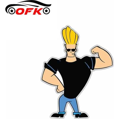 OFK Interesting Car Sticker Accessories Johnny Bravo Styling Decal Vinyl Window Cover Scratches Waterproof PVC13cm*10cm