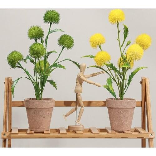 Artificial Plants Potted Desktop Bonsai Fake Tree Branch Succulent Plants False Dandelion Flower For Home Wedding Office Decor