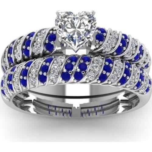 Fashion Women Rings Set Romantic Heart Zircon Rings For Women Accessories Jewelry Engagement Wedding Gift