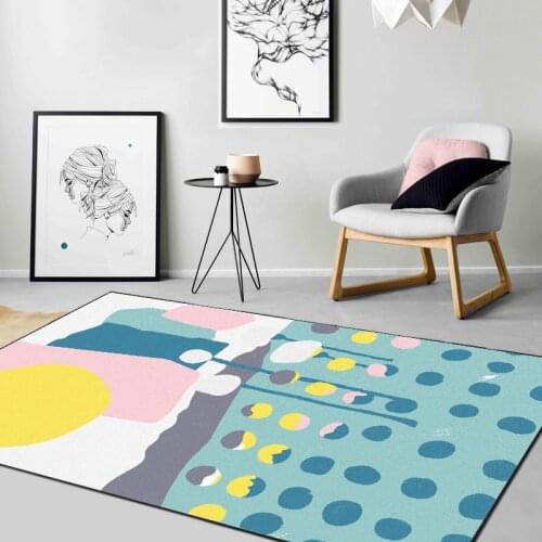 Fashion pink geometry carpet color bright yellow crystal rug livingroom bedroom tapete children room baby play mat carpet