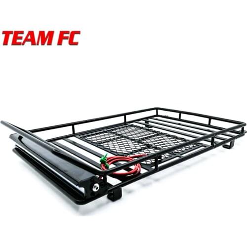 Metal Roof Rack Luggage Carrier with 36 LED Spotlight bar For 1/10 RC Car Trx4 RC4WD Cherokee Wrangler Axial Scx10 S38
