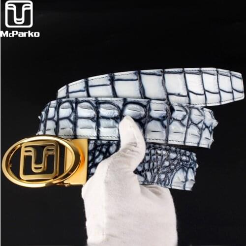 McParko Original Crocodile Leather Belt Men Luxury China Style Trouser Waist Belts For Men Genuine Leather Belts High-end Straps