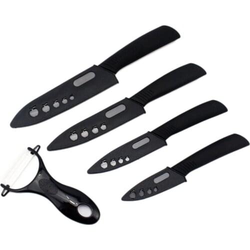 5-Piece Kitchen Knife Set Zirconium Oxide Black Blade Ultra Sharp Ultra Light Durable Ceramic Knife Set for Home