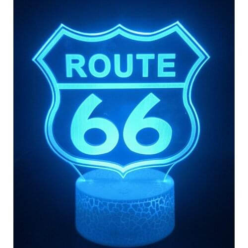 3D Desk Lamp Night LED Light USB Powered Route 66 Mother Road Nightlight Bluetooth Speaker Atmosphere Decor Kids Memorial Gift
