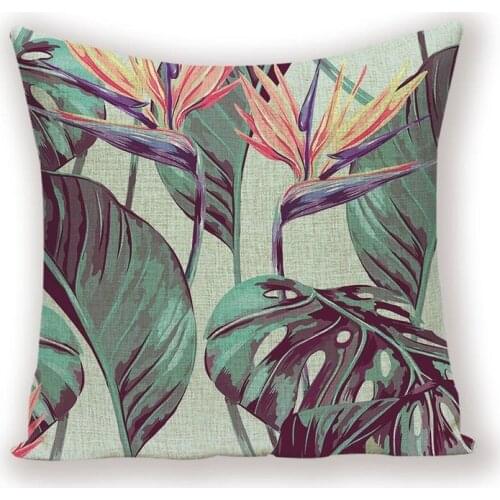 Tropical Print Decoration Throw Pillow Case Jungle Home Decor Cushions Covers Green Pillows Cases Rainforest Flax Cushion Cover