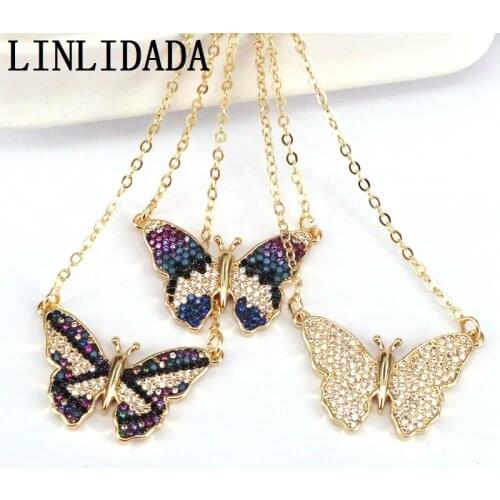 5PCS, Charms Butterfly Pendant Chain Necklaces Women Girl Gold Color Butterflies Jewelry Trendy