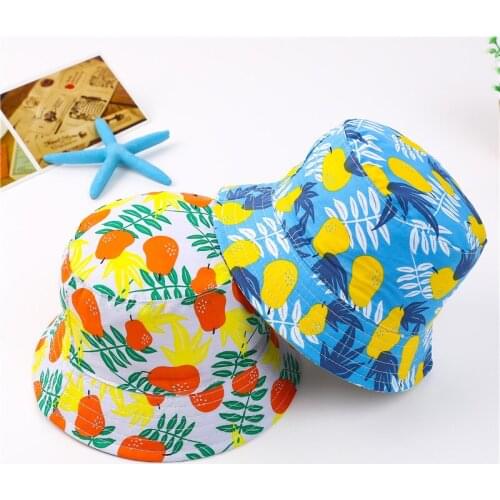 Cartoon Pear Printed Baby Hat Bucket Cap Autumn Spring Kids Cotton Hats Casual Children Sun Hat Girls Girl Boy Visor Panama Caps