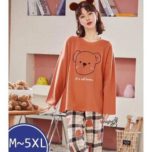 Plus Size Pajama Set Women Pajamas Autumn Winter Nightgown Cotton Pajama Sleepwear Home Pyjama Lounge Clothes Pyjamas M-5XL