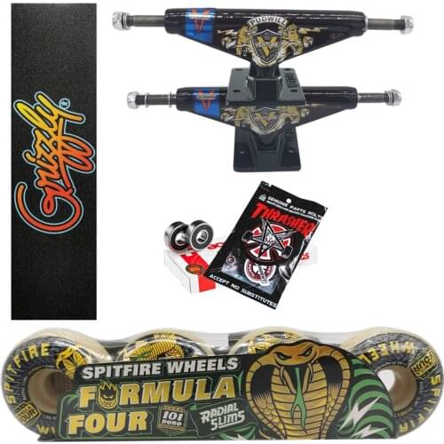 Spitfire wheels forged 5.25inch VENTURE skateboard trucks good quality chrome steel bearings grizzly grip tape skateboards spit