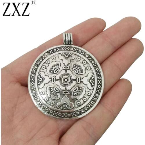 ZXZ 5pcs Bohemian Boho Large Flower Floral Charms Pendants for Jewelry Making Findings 54x46mm
