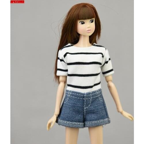 Striped Jumpsuit Daily Clothes For Barbie Dolls Accessories Shoes Doll Outfits For Blythe 1/6 BJD Dollhouse DIY Kids & Baby Toys