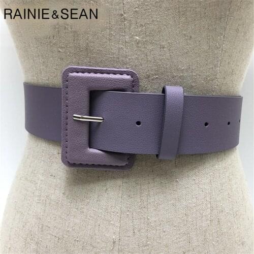 Purple Belt Womens Pu Leather Belts Casual Solid Green Red Pink Purple Black High Quality Ladies Waist Belt