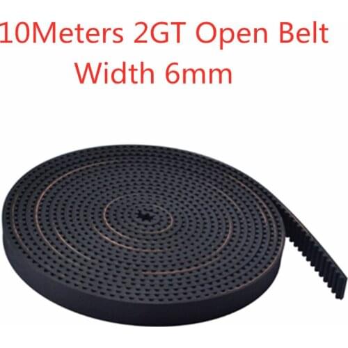 10Meters 2GT GT2 open synchronous Timing belt Pitch=2mm 2M-6 2GT-6 width 6mm Rubber Small backlash Linear Motion 3D Printer