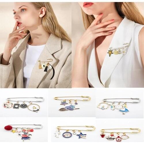 Cute Animal Charm Brooch Swing Pin Clothes Brooch Pins Enamel Paper-pin