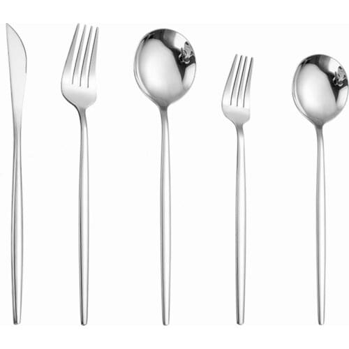 Silver Stainless Steel Cutlery Western Dinner Set Fork Spoon Knife Set Kitchen Travel Dinnerware Party Utensils Set Dropshipping