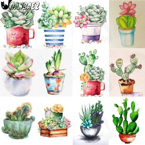Succulents 5D Diy Diamond Painting Cartoon Green Cross Stitch Embroidery Mosaic Kit Hand-Inlaid Wall Decoration Design