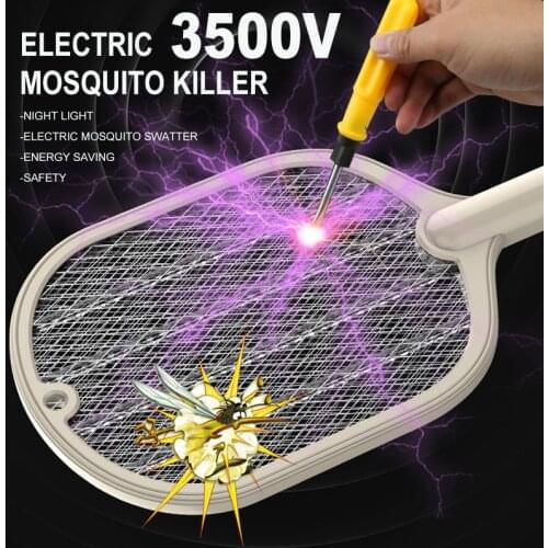 3500V LED Mosquito Killer Lamp 3 IN 1 Electric Zapper Insect Killer Swatter USB Rechargeable Trap Anti Mosquitos interior zapper