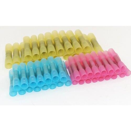 500/1000PCS Red Blue Yellow Heat Shrink Connectors Insulated Waterproof Crimp Terminals Seal Butt Electrical Wire Connector