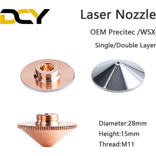 Fiber Cutting Head Laser Nozzle Single Double Chrome-plated Layers D28 Caliber 0.8-5.0mm for Precitec WSX HSG Fiber Cutting Head