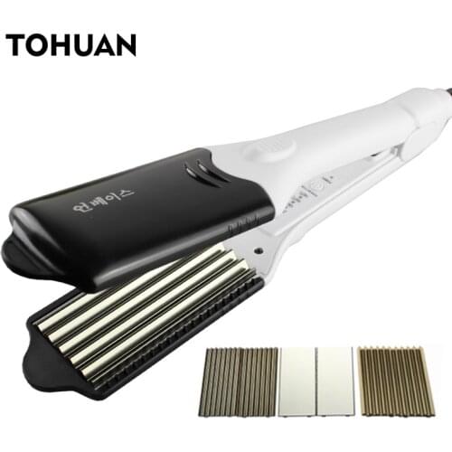 4 In 1 Hair Straightener Iron Electric Hair Crimper Wave Iron Changeable Plates Straight Hair Flat Iron Wave Curler Styling Tool