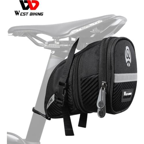 WEST BIKING 3D Reflective Bicycle Saddle Rear Bag Can Install Taillight Expandable Cycling MTB Bike Accessories Seatpost Bags