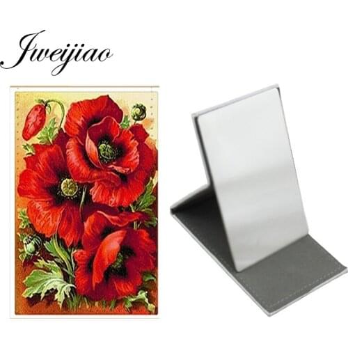 Youhaken Fashion Taste Flower Makeup mirrors Trend Mirror New Fashion Stainless Steel Leather Travel Makeup Portable Mirror