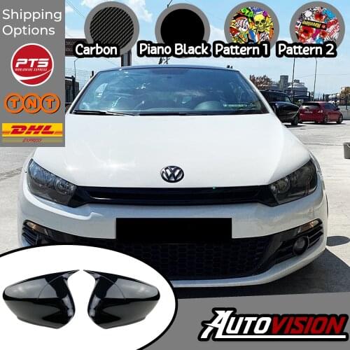 Mirror Cover For VW Scirocco 2008 2009 2010 2011 2012 2013 2014 2015 2016 2017 Accessory Bright Black Piano Black BATMAN Case