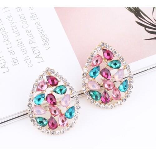 LUBOV Colorful Baroque Rhinestone Flower Bee Statement Earrings Crystal Stud Earrings for Women Wedding Luxury Valentine Gift
