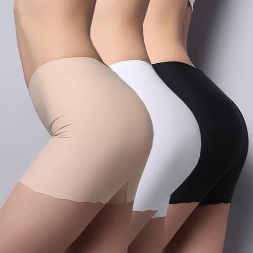 High Waist Womens Skirt Shorts Boxer Panties Girls Safety Briefs Seamless Thin Ice Silk Anti Emptied Boyshorts Girls Underwear