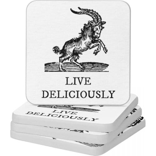 Live Deliciously Natural Diatomite Square Round Coaster Heat Insulation Cup Bonsai Mat Soap Toothbrush Pad 10x10cm