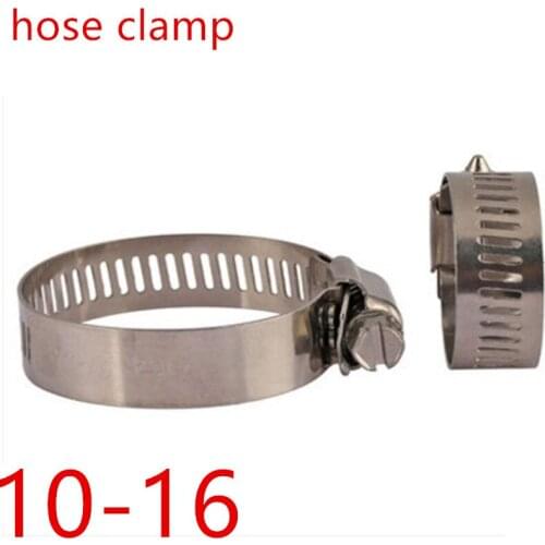 10pcs 10-16mm Stainless steel hose clamp clamp belt clamp holder American standard Pipe Clamp Air Water Tube Clips
