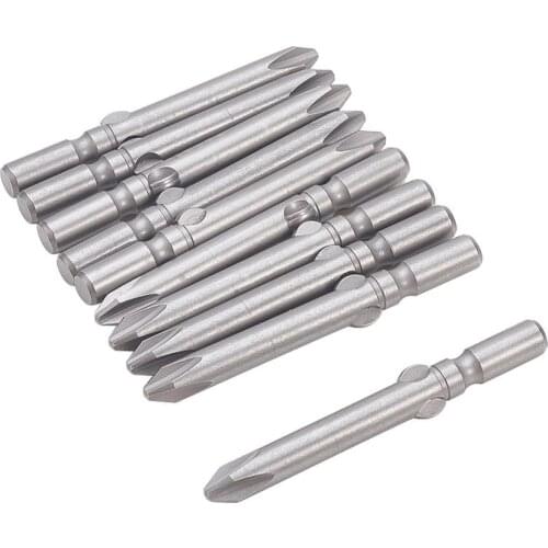 10Pcs 60mm Length Screwdriver Bits 1.6PH0 1.6PH00 2.5PH0 2PH0 6PH2 6mm Dia S2 Crossed Head Round Shank Magnetic Bits