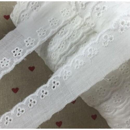 10 Yards 2.5CM Free Shipment Hot Sale Cotton Lace Trimming Cloth DIY Home Handmade Hollow Out White Lace Trim Ribbon