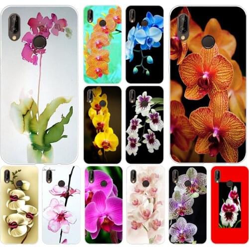 129H Orchid Flowers Colorful Soft Silicone Tpu Cover Case for huawei p 20 lite pro y6 2017 mate 10 lite