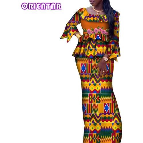 2 Pcs African Clothes Outfits for Women African Print Blouse and Long Skirts Plus Size Clothing Private Custom 6XL 5XL WY6885