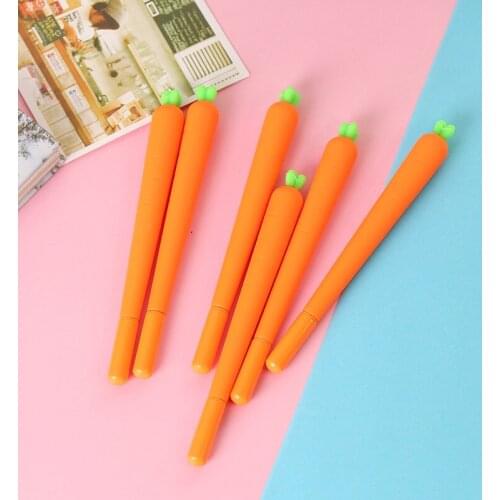 20 Pcs Carrot Cartoon Gel Pen Black 0.5mm Learning Supplies Creative Stationery Kawaii School Supplies Pens for Writing