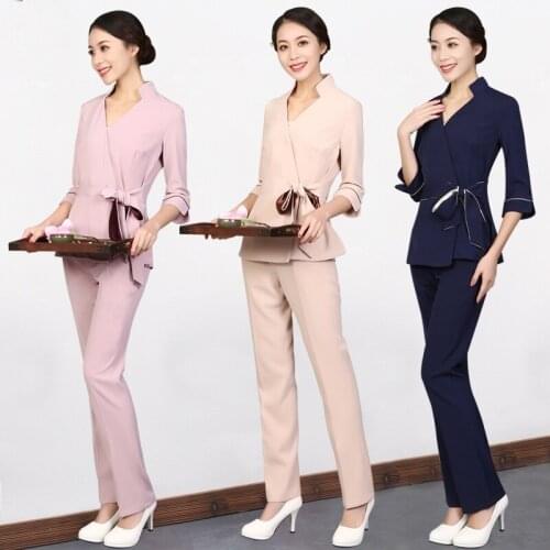 2020 Beauty Salon Beautician Uniform Spa Health Center Work Clothes Massage Uniforms Health Technician Clothing Suit AS292