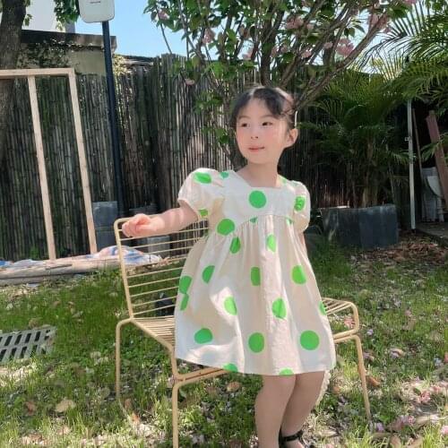 2021 Baby Girls Summer 95% Cotton Dot Dress Kids Preppy Style Dresses Children Princess Evening Birthday Party Vestido Clothing