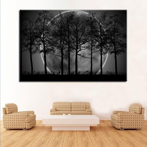 Diy diamond painting cross stitch 5D diamond embroidery mosaic picture Black White Moon Night Psychedelic Forest scenery L634