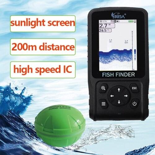 Free Shipping! Fish Finder 200meters Colorful Wireless Dot Matrix Sonar Sensor Transducer Depth Echo Sounder Recharged Battery