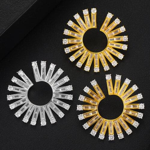 Blachette Shiny Round Flashing Earrings For Women Wedding Cubic Zirconia Romantic Bridal Girl Daily High Quality Jewelry New