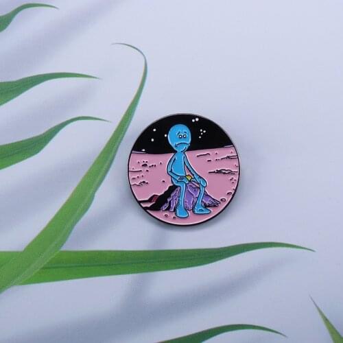 Mr. Meeseeks button badge cute cartoon brooch