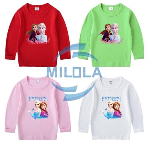 Disney Child Girls Clothes Long T-Shirt Frozen Elsa Anna Princess Tees Tops Kids TShirt Spring Cotton Soft Long Sleeve Outfits