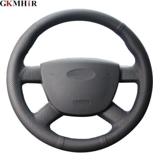 Artificia Leather Hand-stitched Black Car Steering Wheel Cover for Ford Kuga 2008-2011 Focus 2 2005-2011 C-MAX 2007-2010 Transit