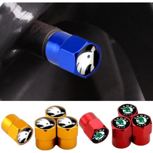 Car Logo Valve Stem Caps for Skoda Rapid Kodiak Kodiaq GT Octavia 3 Superb Yeti Fabia 1 Karoq Kamiq Tire Air Cover Accessories